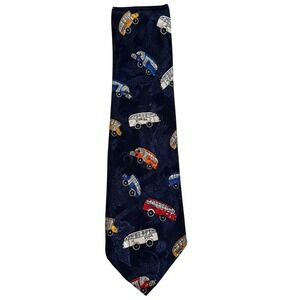 A Rodgers. School‎ Buses Necktie Navy Blue Novelty Print Teacher Gift Polyester